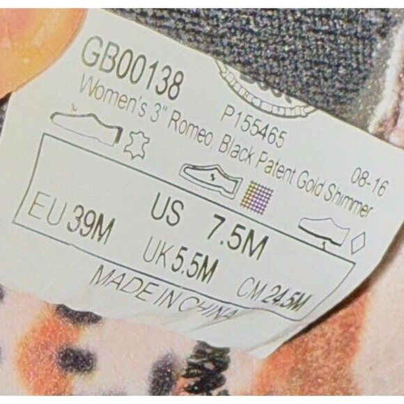 Georgia Boot Patent Leather Black W/ Gold Shimmer Romeo Shoes GB00138 Womens 7.5 - Picture 6 of 10